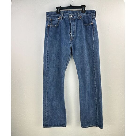 Levi's Strauss Co 501 Jeans Mens 34 Denim Mid‎ Rise Straight Leg Button Fly - Picture 1 of 8